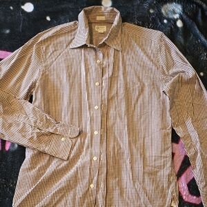 Men's J.CREW Brown Checkered 2 Ply Cotton Shirt